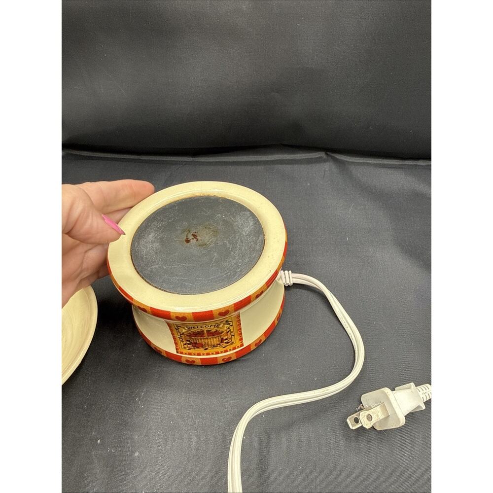 Ceramic electric wax warmer “welcome” Apple Basket Pattern - Picture 3 of 9
